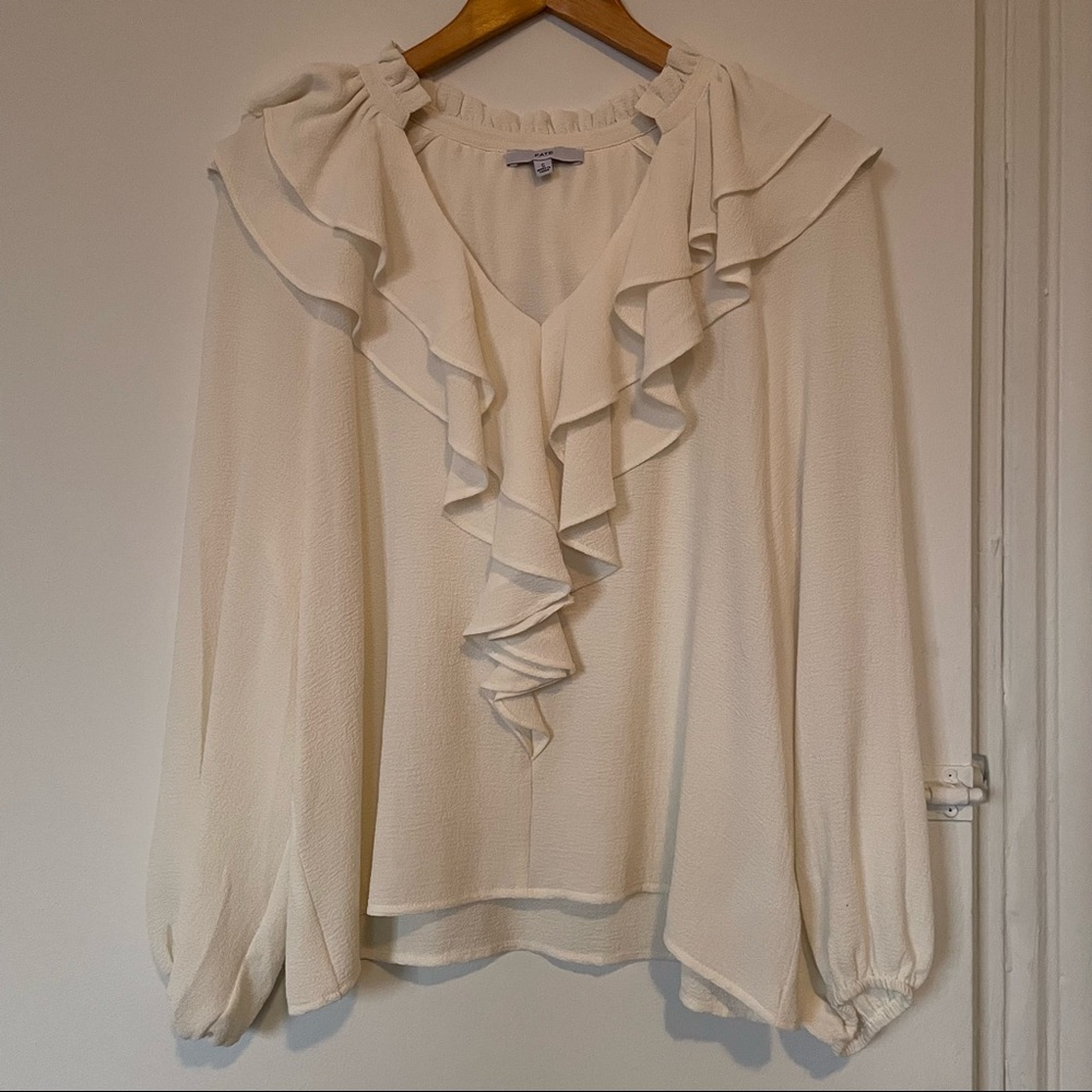 Cream ruffle blouse